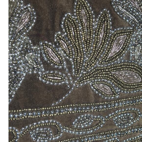 Pier 1 Brown and Gold Beaded Rectangular Shiny Pillow 15 x 12 - Picture 10 of 12